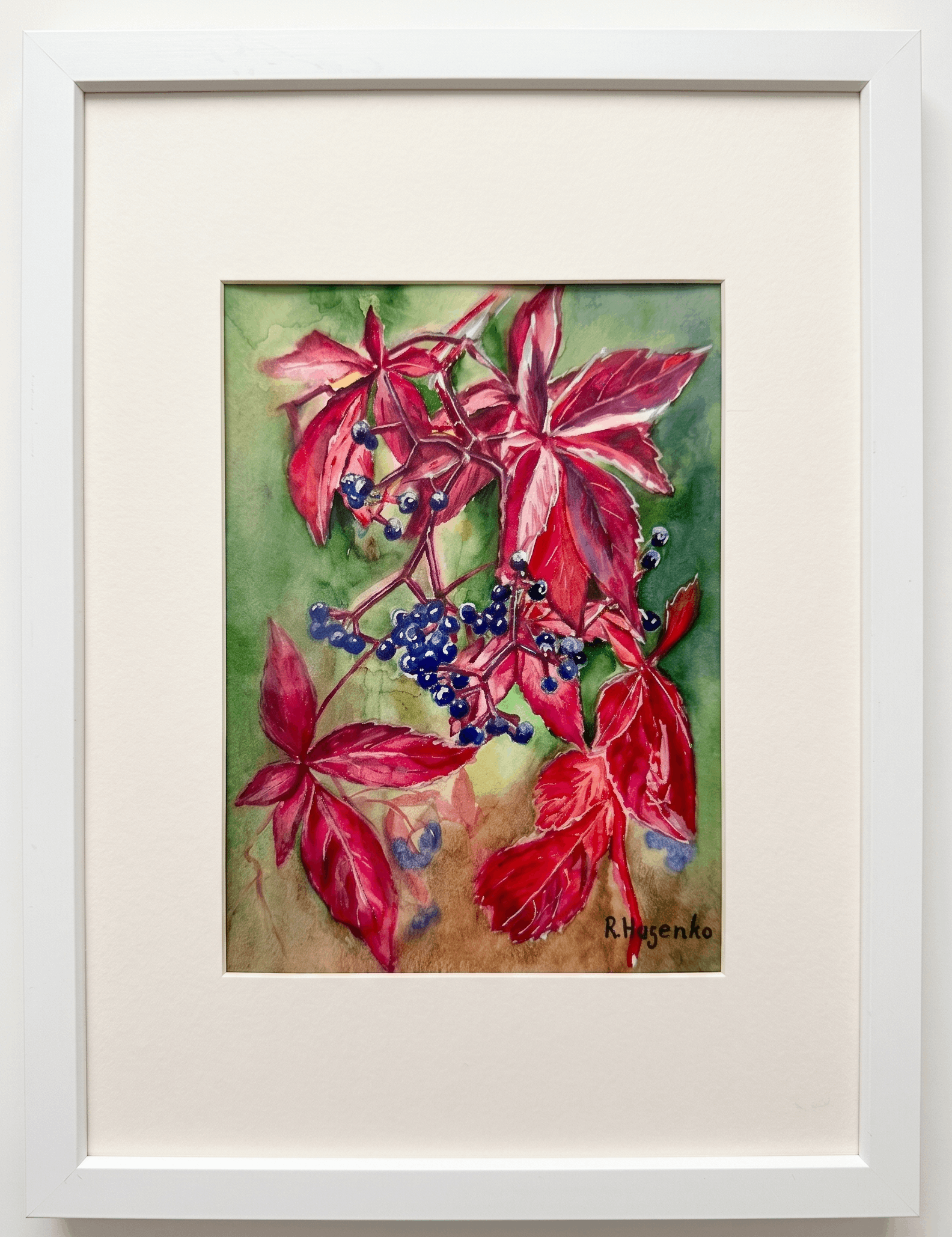 Crimson and Indigo — Toronto, Canada — hand-painted watercolor by Rimma Guzenko